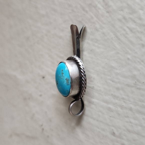 NWOT Native American Navajo Turquoise & Sterling Squash Blossom Pendant 🩵🎁❤️ - Picture 3 of 10